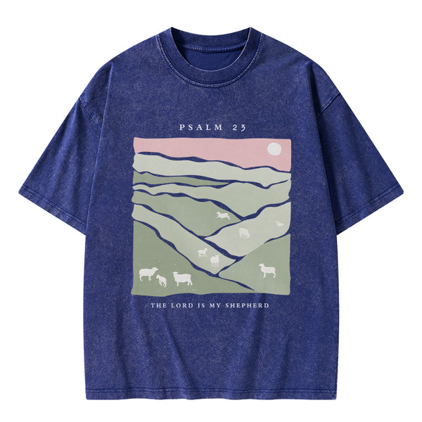 GC-WTS0089 The Lord Is My Shepherd Christian Washed T-Shirt