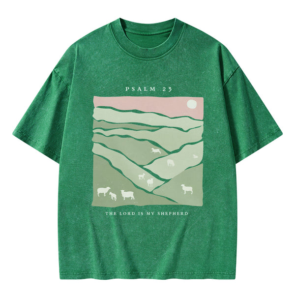GC-WTS0089 The Lord Is My Shepherd Christian Washed T-Shirt