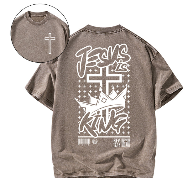 Jesus Is King Christian Washed T-Shirt