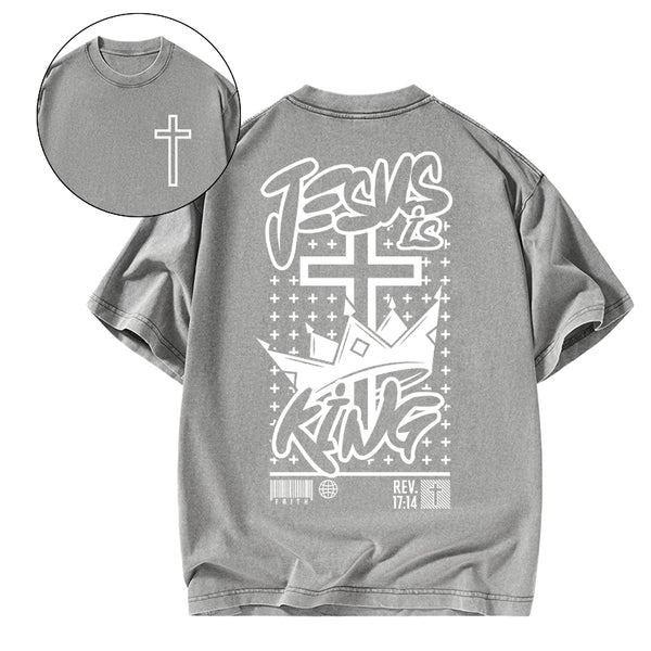 Jesus Is King Christian Washed T-Shirt