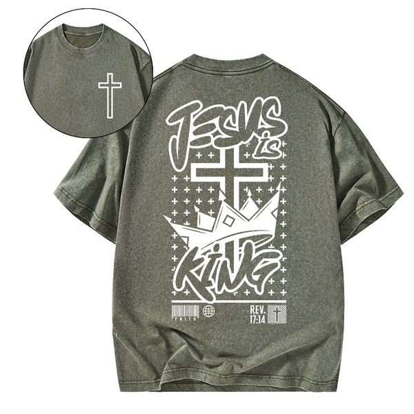 Jesus Is King Christian Washed T-Shirt