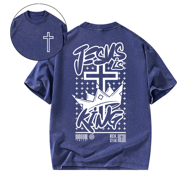Jesus Is King Christian Washed T-Shirt