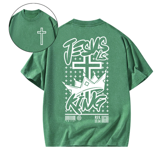 Jesus Is King Christian Washed T-Shirt