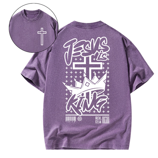 Jesus Is King Christian Washed T-Shirt