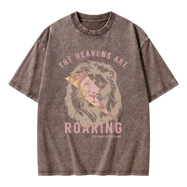 GC-WTS0241 The Heavens Are Roaring Christian Washed T-Shirt