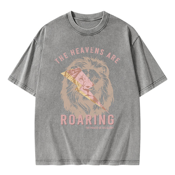 GC-WTS0241 The Heavens Are Roaring Christian Washed T-Shirt