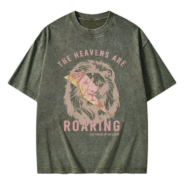 GC-WTS0241 The Heavens Are Roaring Christian Washed T-Shirt