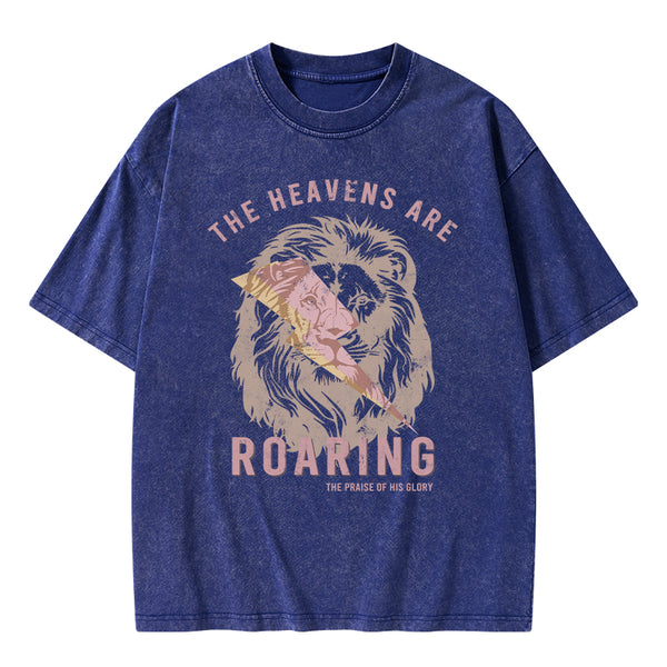 GC-WTS0241 The Heavens Are Roaring Christian Washed T-Shirt