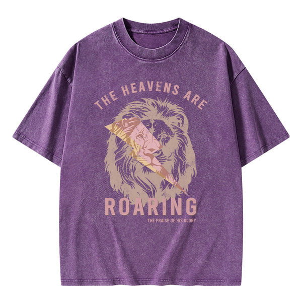 GC-WTS0241 The Heavens Are Roaring Christian Washed T-Shirt