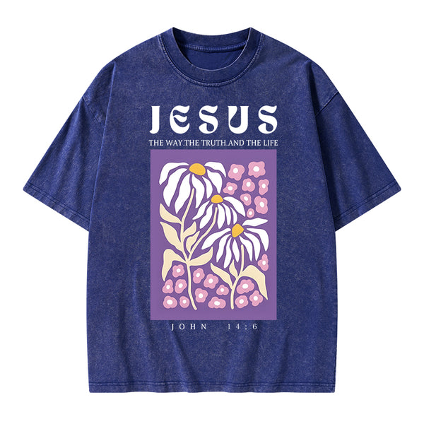 Jesus The Way The Truth And The Life Christian Washed T-Shirt