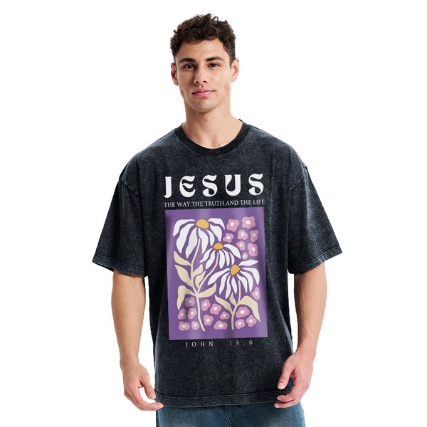 Jesus The Way The Truth And The Life Christian Washed T-Shirt