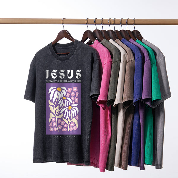 Jesus The Way The Truth And The Life Christian Washed T-Shirt