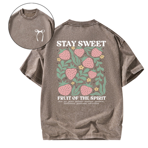 GC-WTS0448 Stay Sweet Fruit Of The Spirit Christian Washed T-Shirt