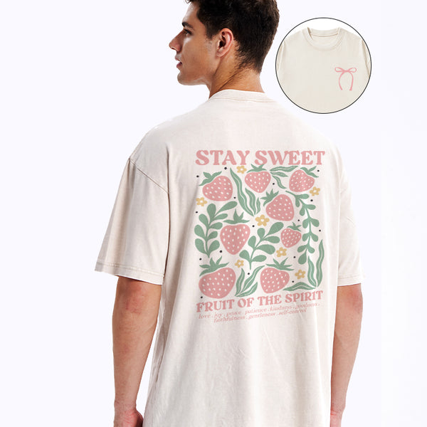 GC-WTS0448 Stay Sweet Fruit Of The Spirit Christian Washed T-Shirt