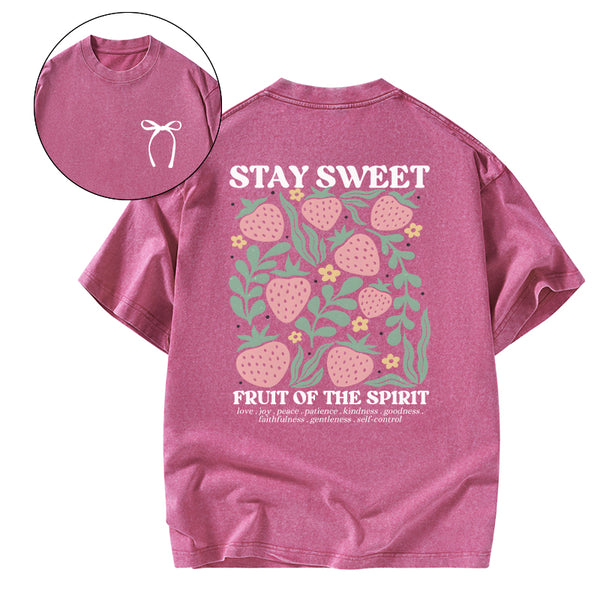 GC-WTS0448 Stay Sweet Fruit Of The Spirit Christian Washed T-Shirt