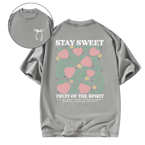 GC-WTS0448 Stay Sweet Fruit Of The Spirit Christian Washed T-Shirt
