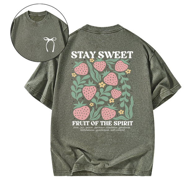 GC-WTS0448 Stay Sweet Fruit Of The Spirit Christian Washed T-Shirt