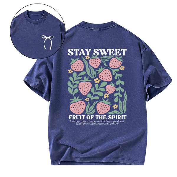 GC-WTS0448 Stay Sweet Fruit Of The Spirit Christian Washed T-Shirt