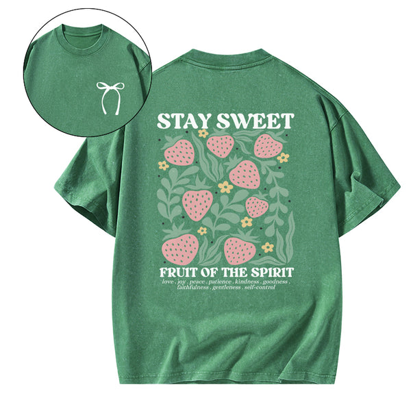 GC-WTS0448 Stay Sweet Fruit Of The Spirit Christian Washed T-Shirt