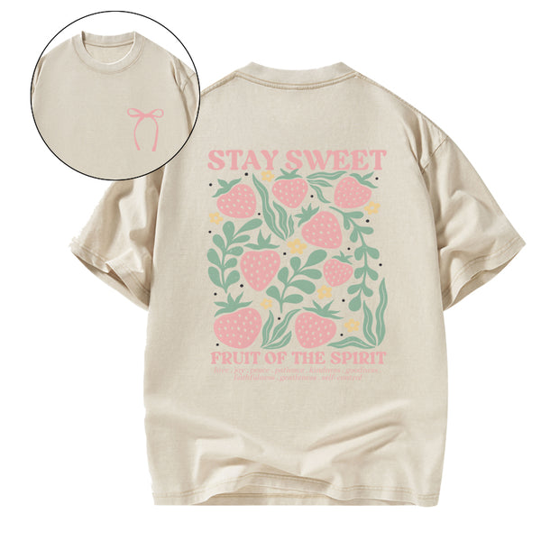 GC-WTS0448 Stay Sweet Fruit Of The Spirit Christian Washed T-Shirt