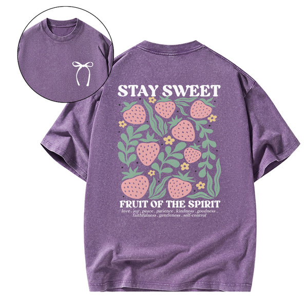 GC-WTS0448 Stay Sweet Fruit Of The Spirit Christian Washed T-Shirt