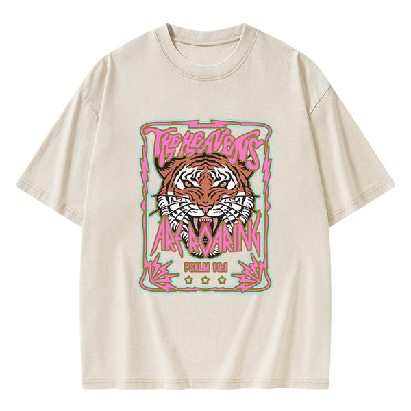 GC-WTS0527 The Heavens Are Roaring Christian Washed T-Shirt