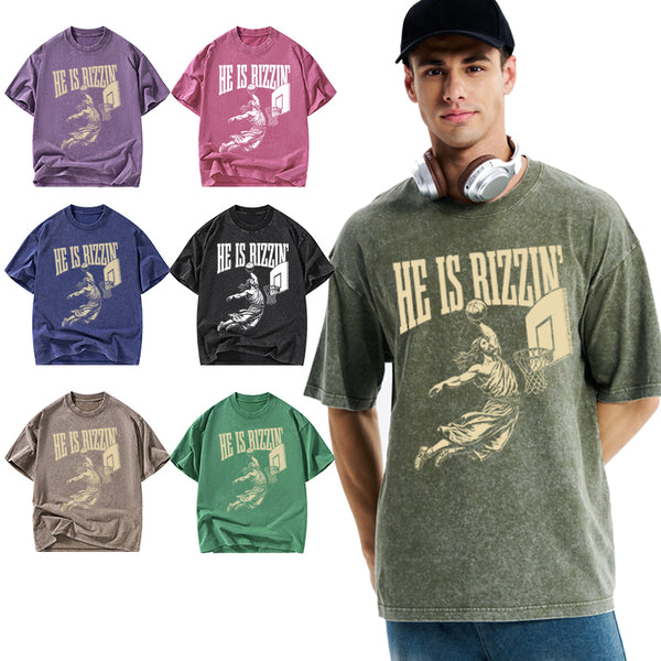 He Is Rizzin Christian Washed T-Shirt