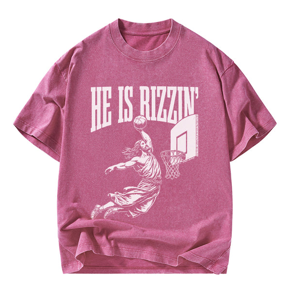 He Is Rizzin Christian Washed T-Shirt