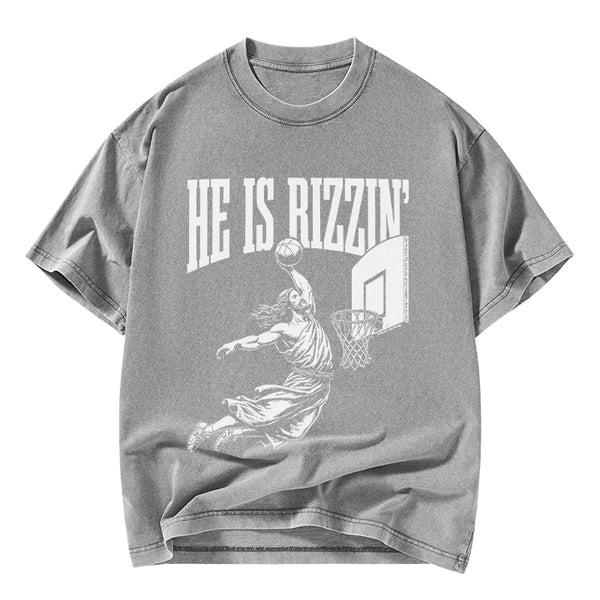 He Is Rizzin Christian Washed T-Shirt