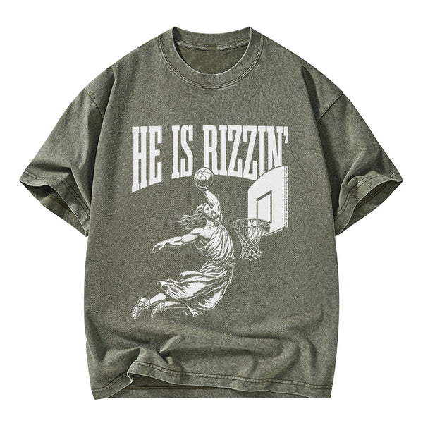 He Is Rizzin Christian Washed T-Shirt