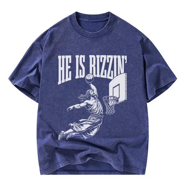 He Is Rizzin Christian Washed T-Shirt