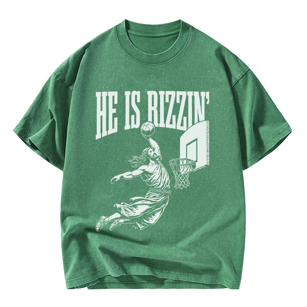 He Is Rizzin Christian Washed T-Shirt