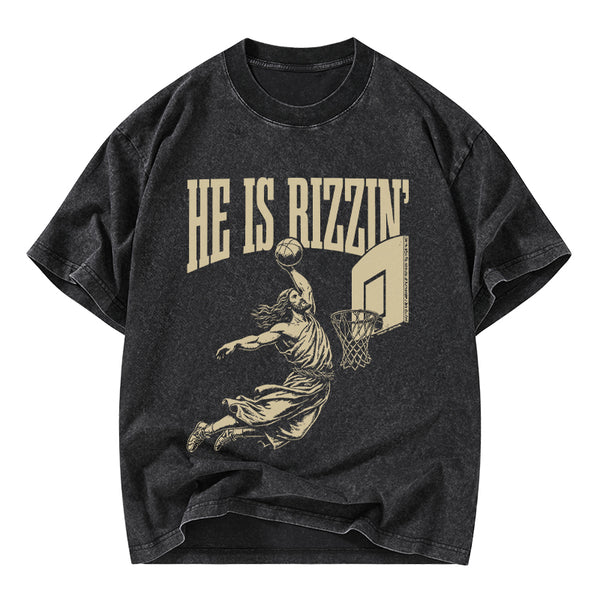 He Is Rizzin Christian Washed T-Shirt