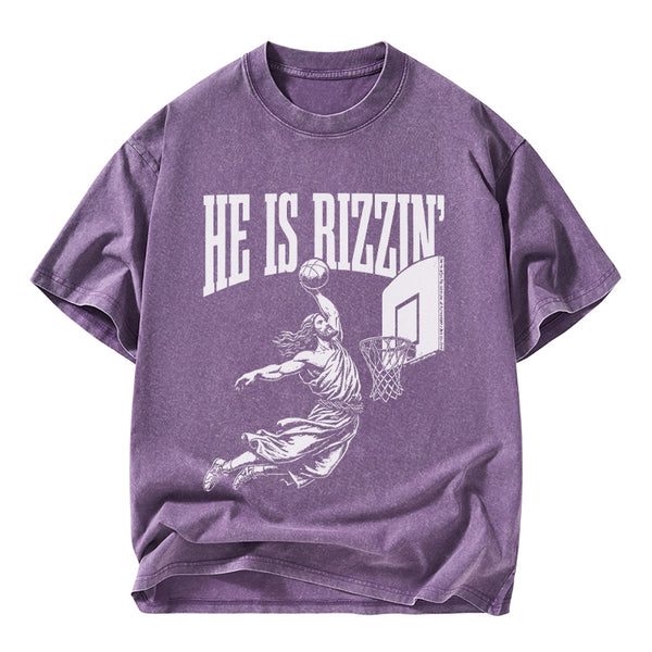 He Is Rizzin Christian Washed T-Shirt