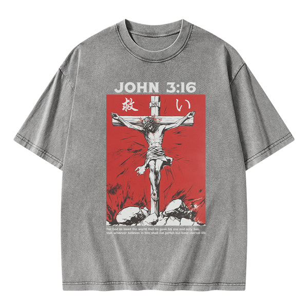 For God So Loved The World Salvation Christian Washed T-Shirt