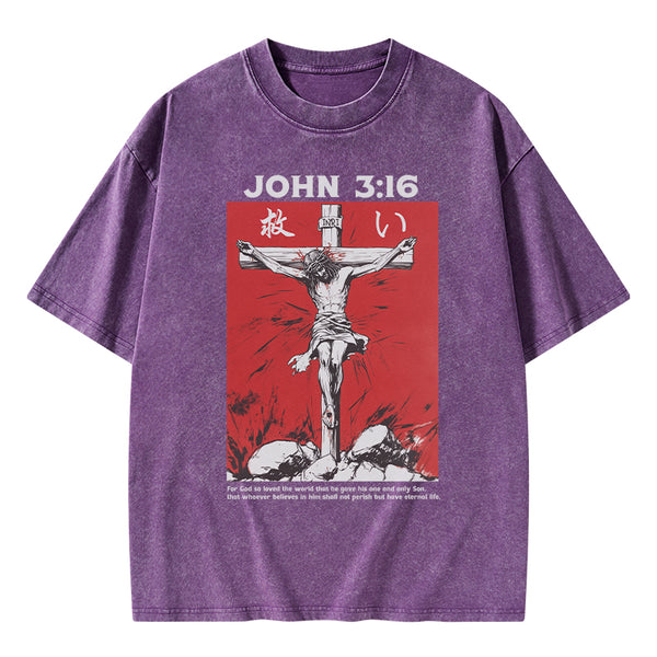 For God So Loved The World Salvation Christian Washed T-Shirt
