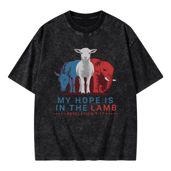 GC-WTS0923 My Hope Is In The Lamb Christian Washed T-Shirt