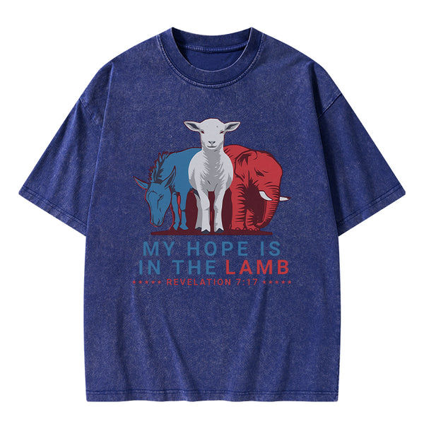 GC-WTS0923 My Hope Is In The Lamb Christian Washed T-Shirt
