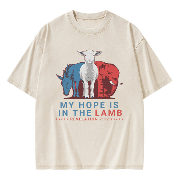 GC-WTS0923 My Hope Is In The Lamb Christian Washed T-Shirt