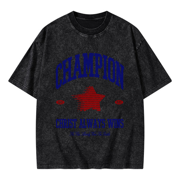 Christ Always Wins Christian Washed T-Shirt