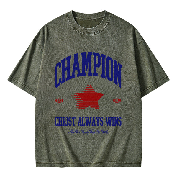 Christ Always Wins Christian Washed T-Shirt