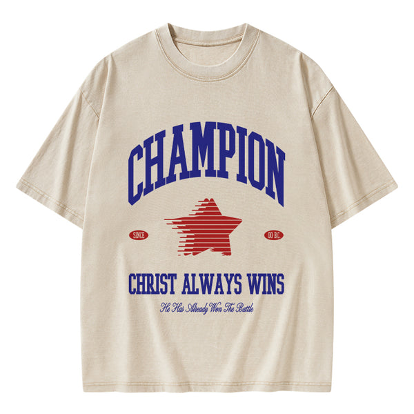 Christ Always Wins Christian Washed T-Shirt