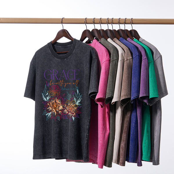 Grace Bw With You All Christian Washed T-Shirt