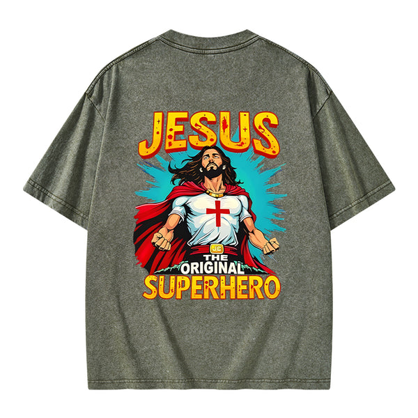 Jesus The Original Superhero Christian Washed T-Shirt