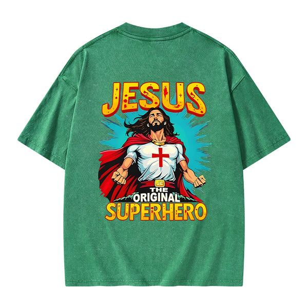 Jesus The Original Superhero Christian Washed T-Shirt