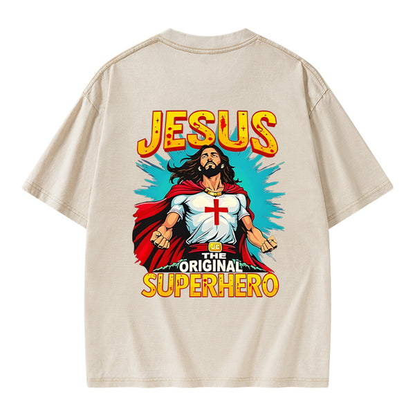 Jesus The Original Superhero Christian Washed T-Shirt