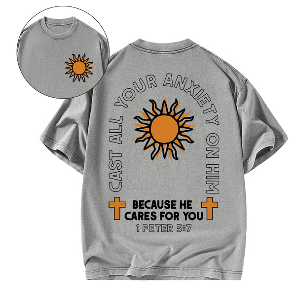 Cast All Your Anxiety On Him Christian Washed T-Shirt