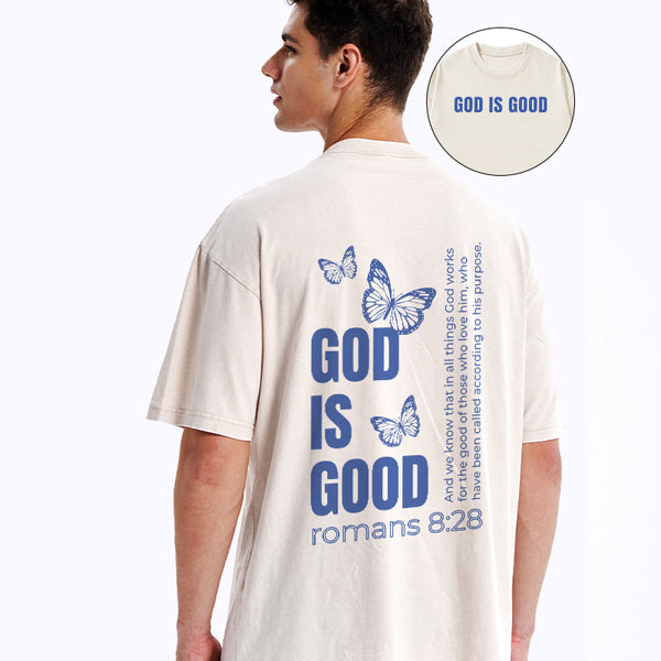 GC-WTS1031 God Is Good Christian Washed T-Shirt