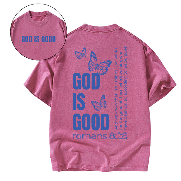 GC-WTS1031 God Is Good Christian Washed T-Shirt