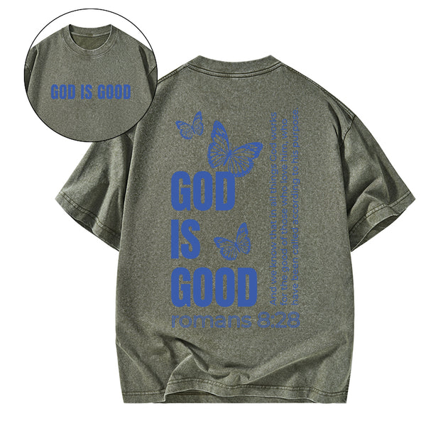 GC-WTS1031 God Is Good Christian Washed T-Shirt